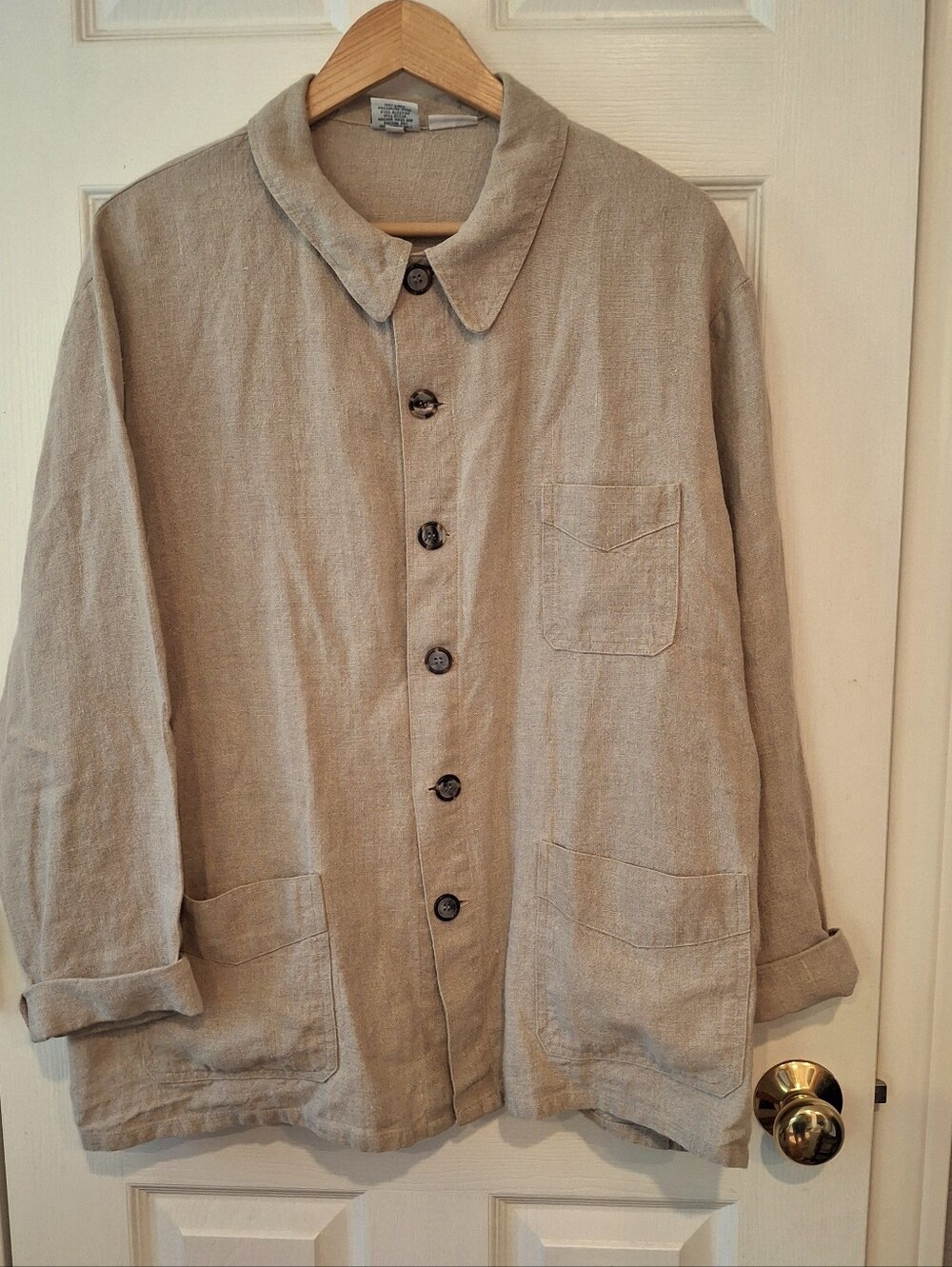 Vintage 90's CP Shades 100% Irish  Linen Chore Jacket Shirt Wms Sz M   Midweight